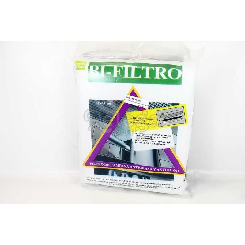 Filtro campana carbón antiolor+anti-grasa 57X47mm